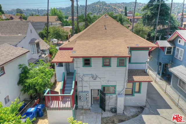 an aerial view of a house
