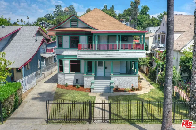aerial view of a house with a balcony