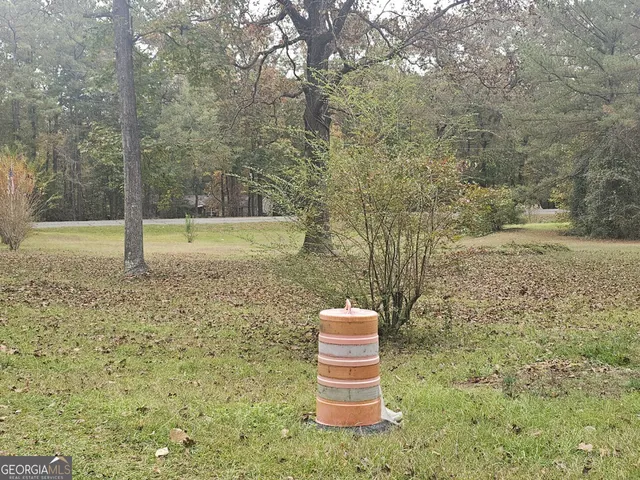 a backyard of a house with a yard and trees