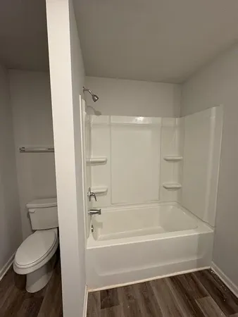 a view of a room with racks on the wall