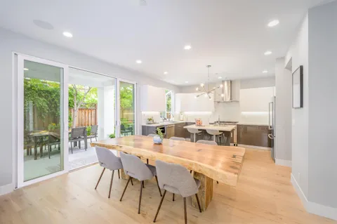 a view of a dining room and livingroom view
