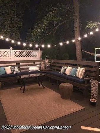 a building outdoor space with patio furniture