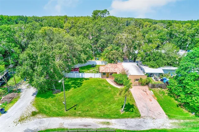 an aerial view of a house