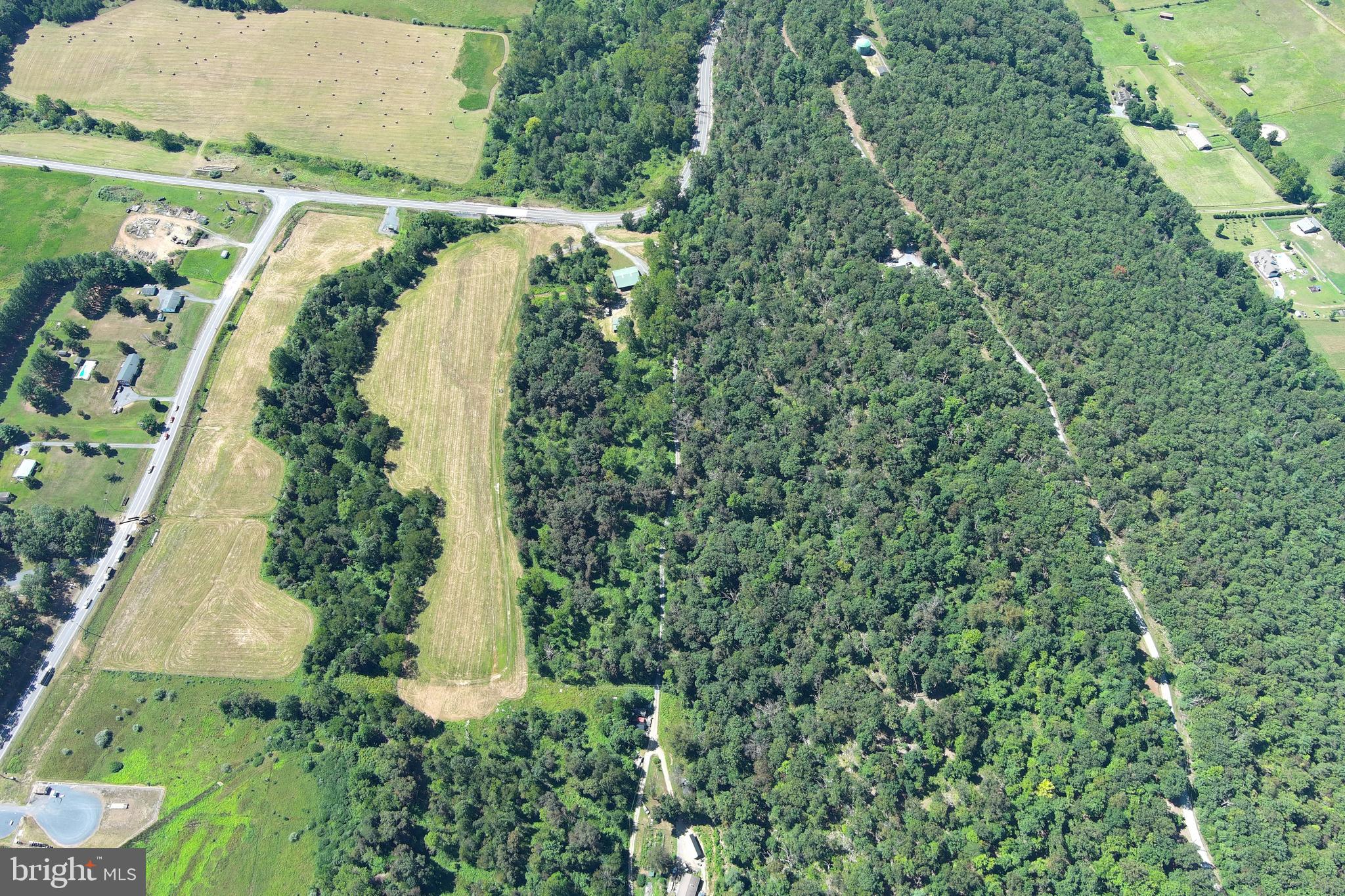 40.955 Ac Intersection Rt 50 & Smokey Hollow Road Bloomery, WV 26817 - Photo 70 of 83 an aerial view of a house with a yard and large trees