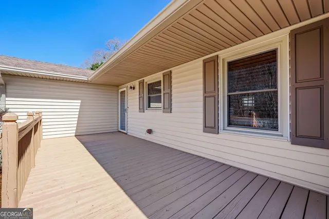 an aerial view of a house with a garden
