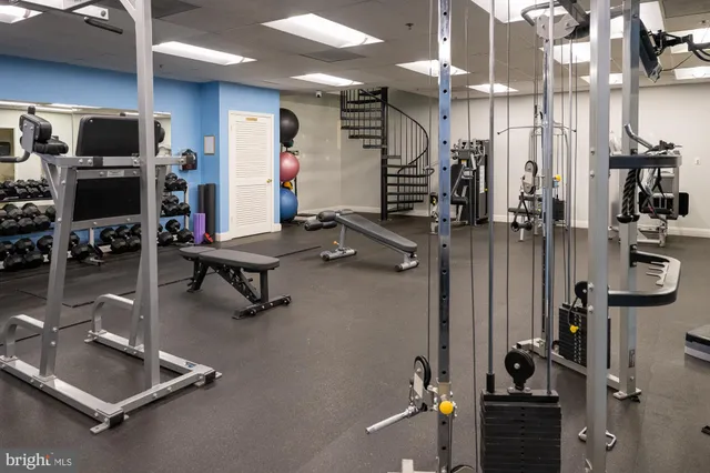 a room with gym equipment