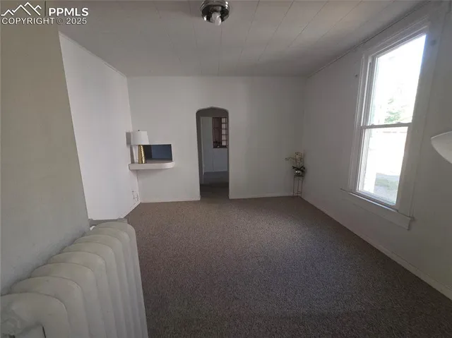 a view of a livingroom with a window