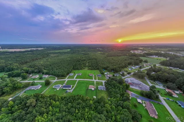 a view of a city with a houses