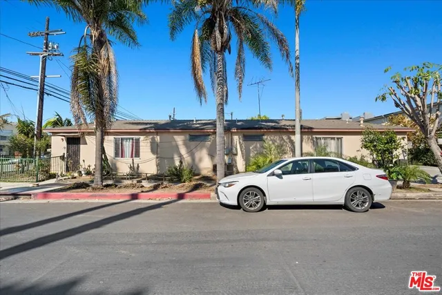 an outdoor view with a car parked