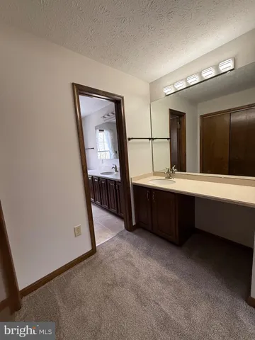 a bathroom with a double vanity sink and mirror