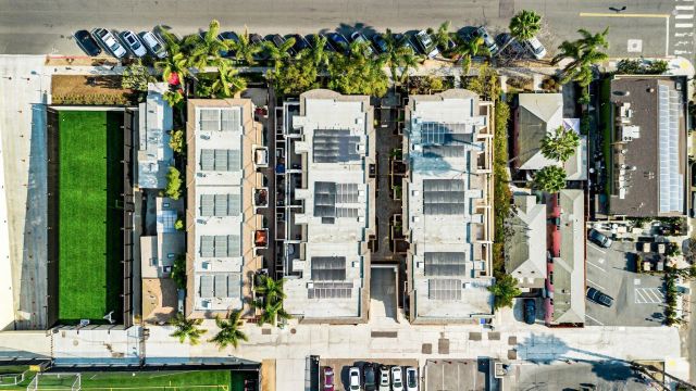 an aerial view of multiple house
