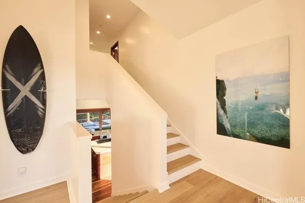 a view of a living room with a bathroom