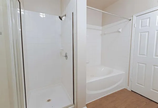 a bathroom with a bathtub