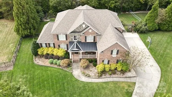 an aerial view of a house