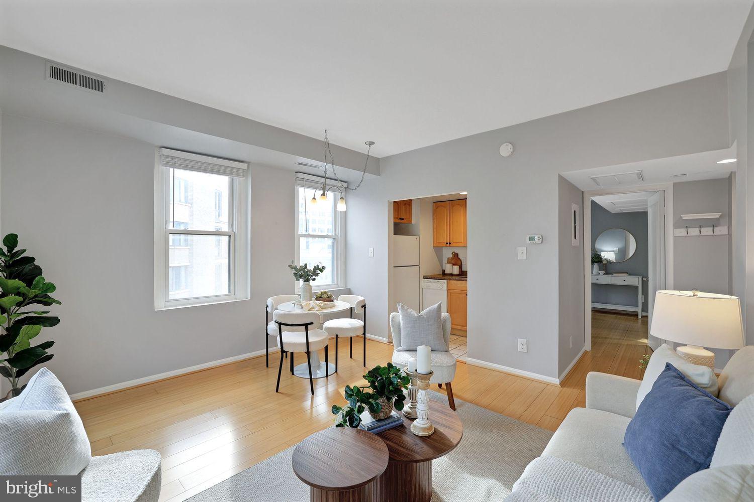 1133 13th Street Northwest, Unit 704 Washington, DC 20005 - Photo 2 of 23 a living room with furniture and a potted plant