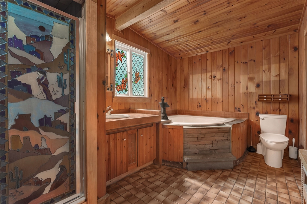 49 R Elm Street Blackstone, MA 01504 - Photo 29 of 42 a bathroom with a granite countertop sink toilet and shower