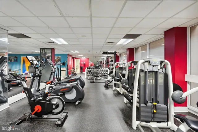 a view of a room with gym equipment