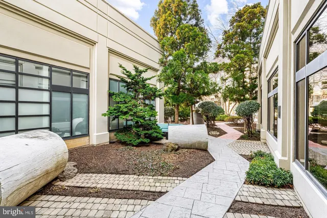 a view of a porch with furniture and a potted plant