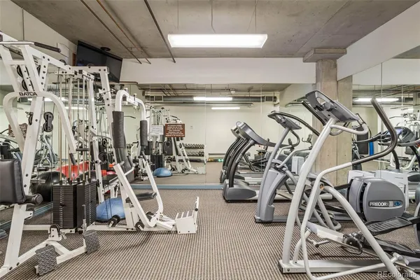 a view of a room with gym equipment