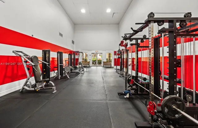 a view of a room with gym equipment