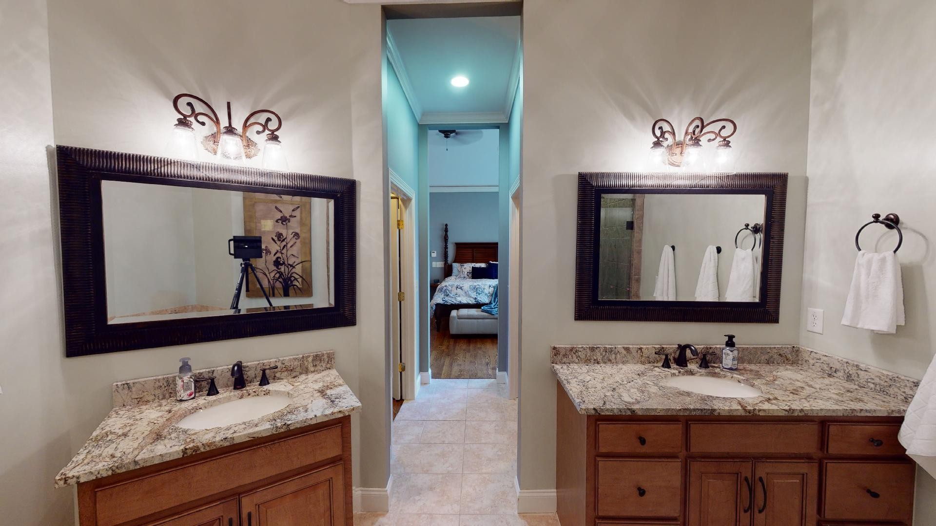 420 Ridgecrest Lane Lebanon, TN 37087 - Photo 10 of 29 a bathroom with a granite countertop sink and a mirror