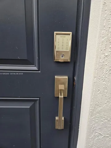 a close view of door lock