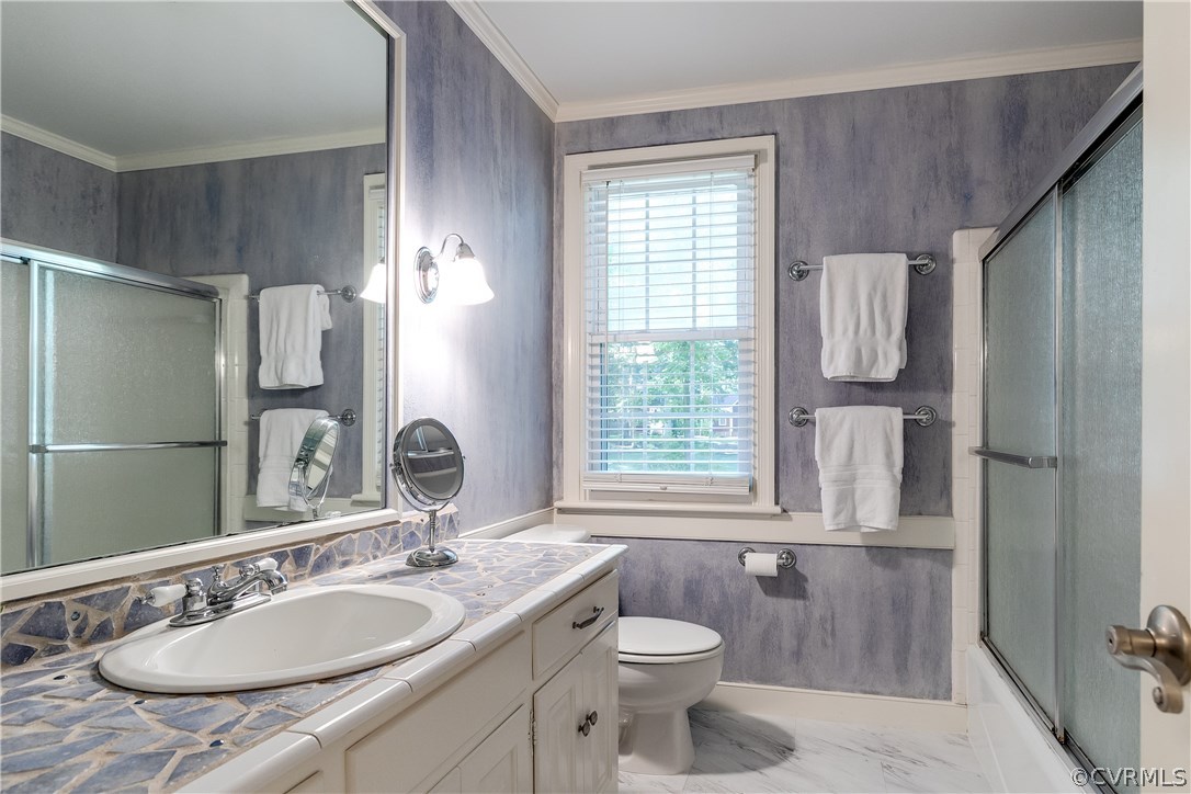 13507 Queensgate Road Midlothian, VA 23114 - Photo 29 of 45 a bathroom with a granite countertop sink toilet and shower