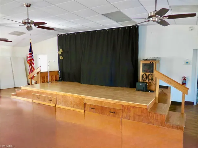 a view of a room with shelves