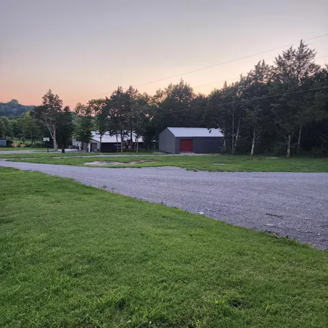 a room with wooden furniture and potted plants