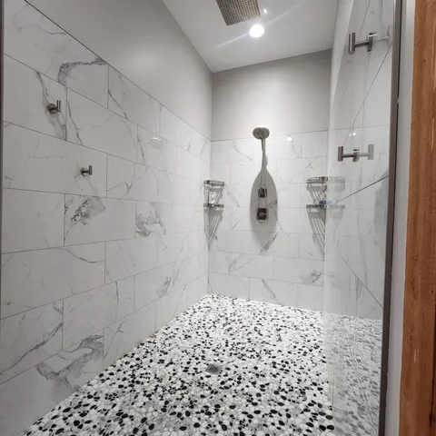a bathroom with a shower