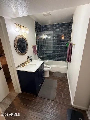 a view of a swimming pool with an outdoor seating and a yard