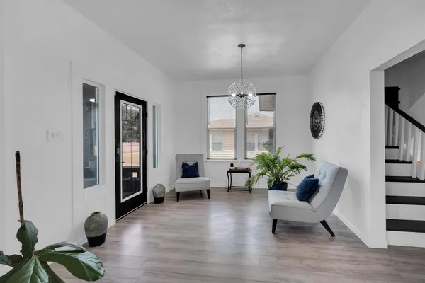 a living room with furniture