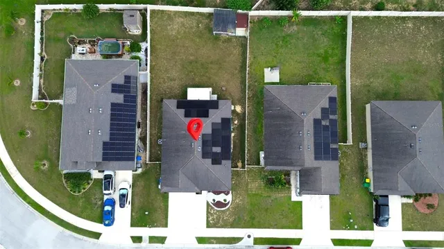 an aerial view of a house