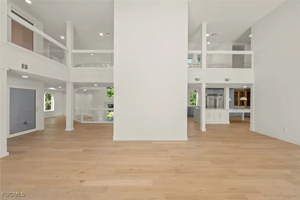 a view of a living room with furniture