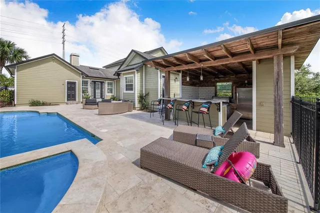 a view of a lake with a big yard