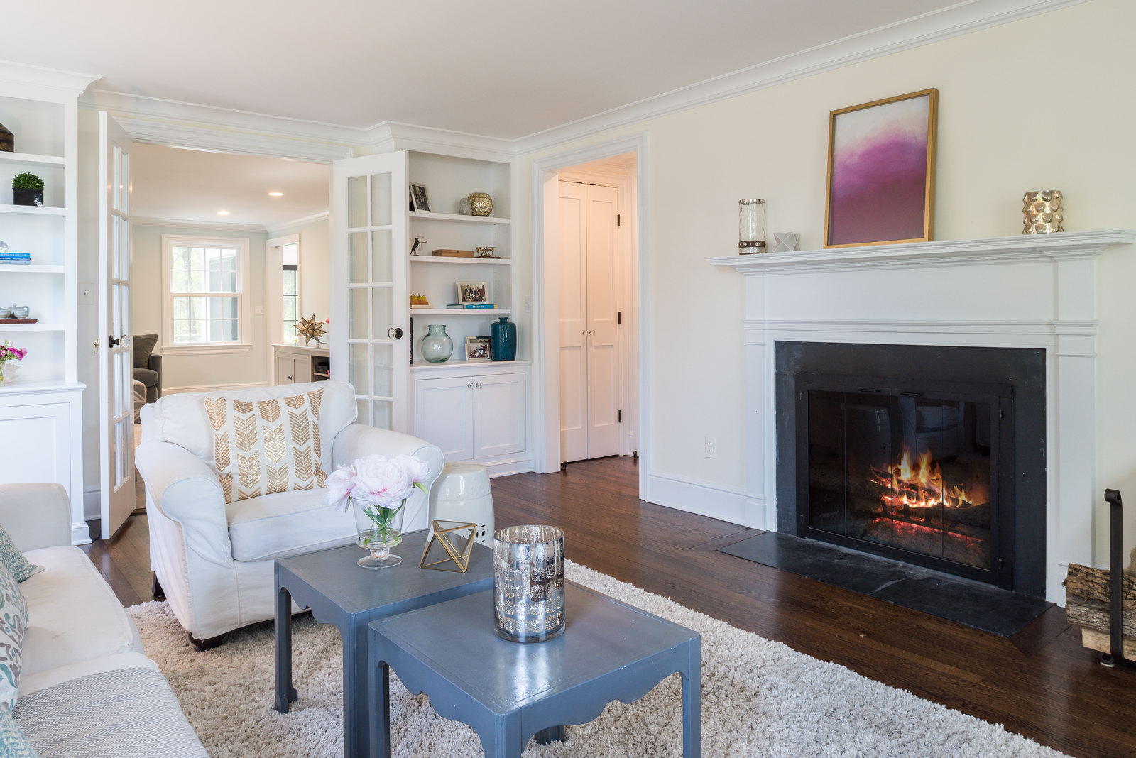 19 Birch Road Darien, CT 06820 - Photo 8 of 21 a living room with furniture and a fireplace