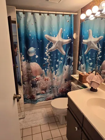 a bathroom with a sink mirror vanity and toilet
