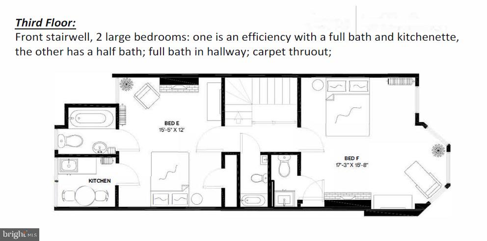 1122 Columbia Road Northwest Washington, DC 20009 - Photo 20 of 42 Third level floorpan