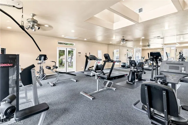 a view of a room with gym equipment