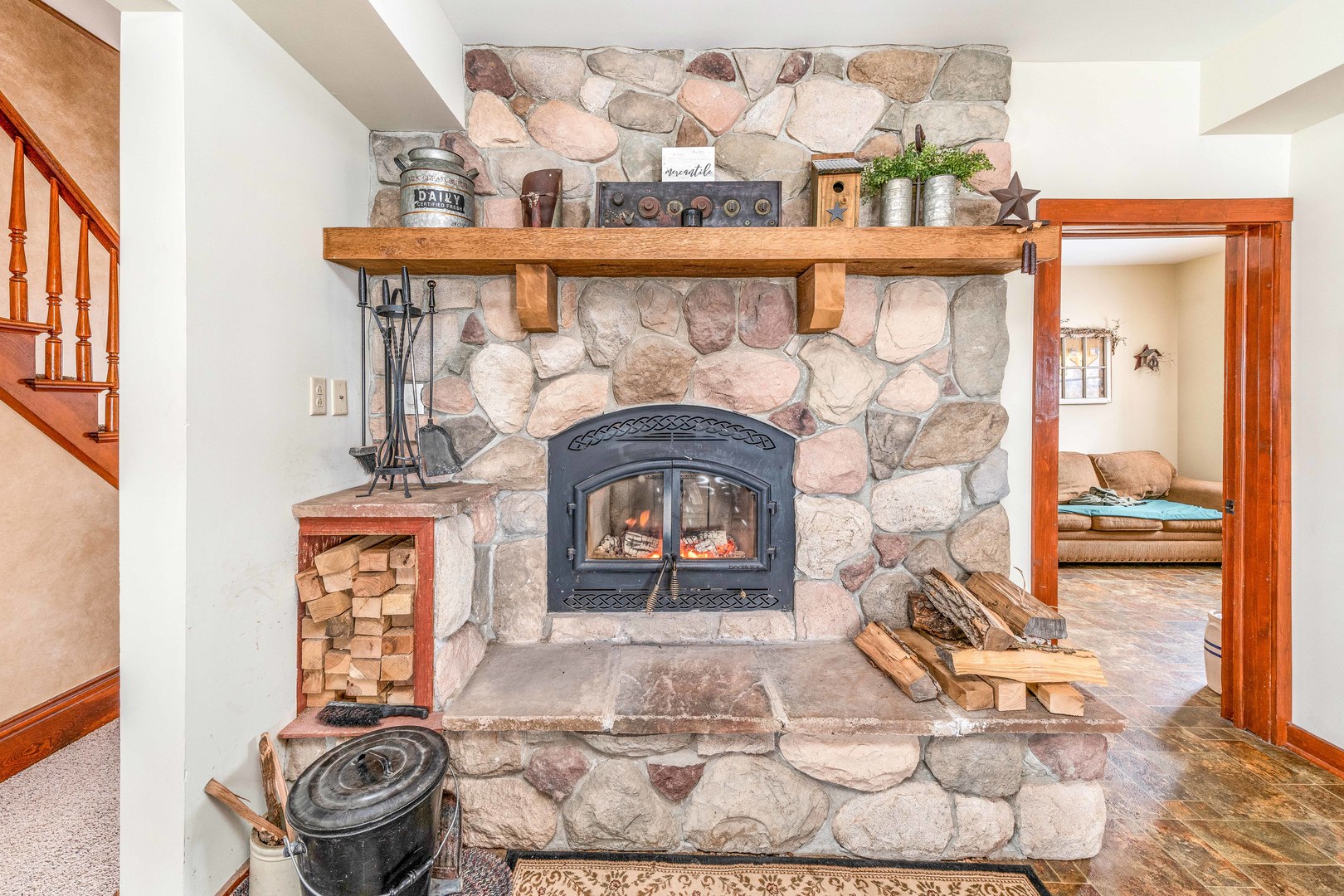 3478 Chicago Road Paw Paw, IL 61353 - Photo 12 of 49 a living room with furniture and a fireplace
