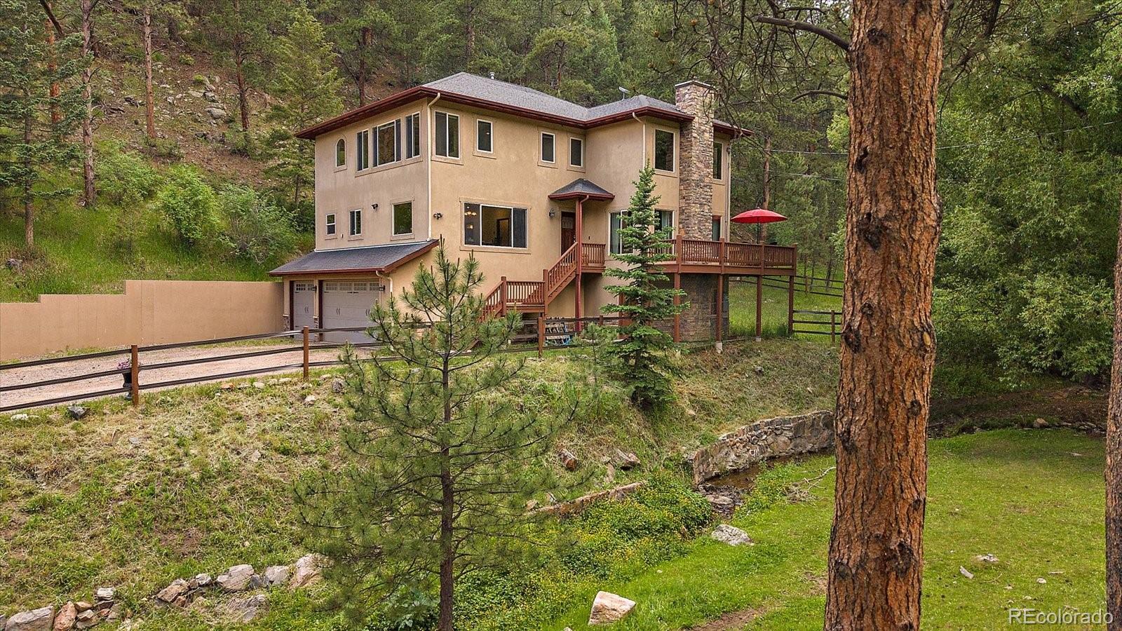 27756 Troublesome Gulch Road Evergreen, CO 80439 - Photo 6 of 47 a house view with a garden space