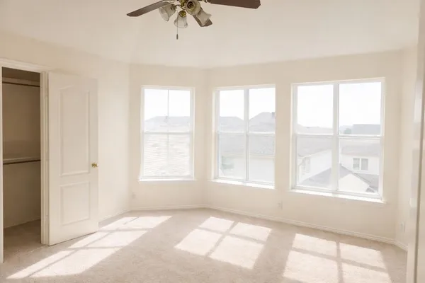a view of a room with a hallway