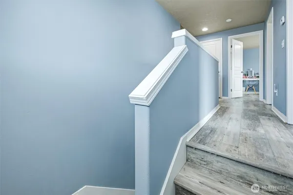a view of hallway with stairs