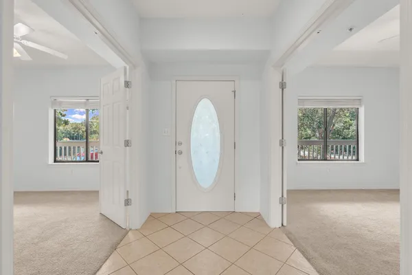 an empty room with windows