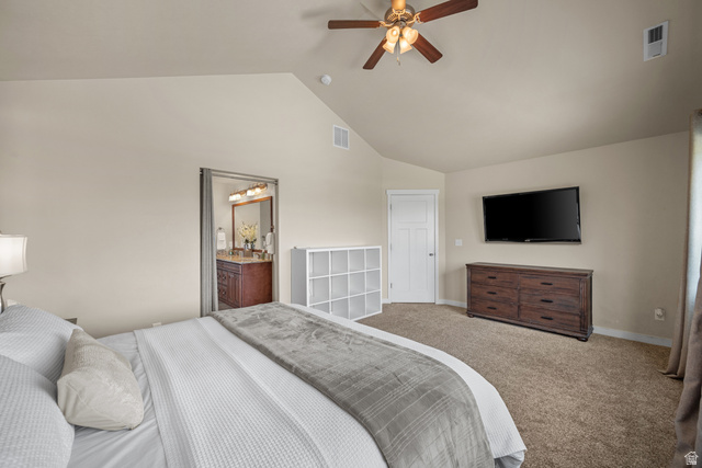 955 Delorean Lane Midvale, UT 84047 - Photo 18 of 47 Vaulted ceiling bedroom with ceiling fan