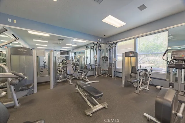 a view of a room with gym equipment