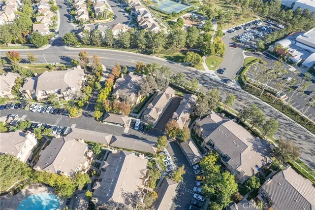 an aerial view of a house
