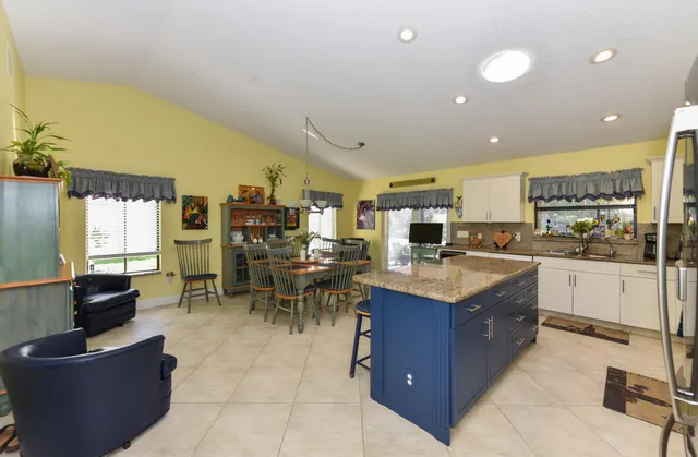 a kitchen with lots of counter top space