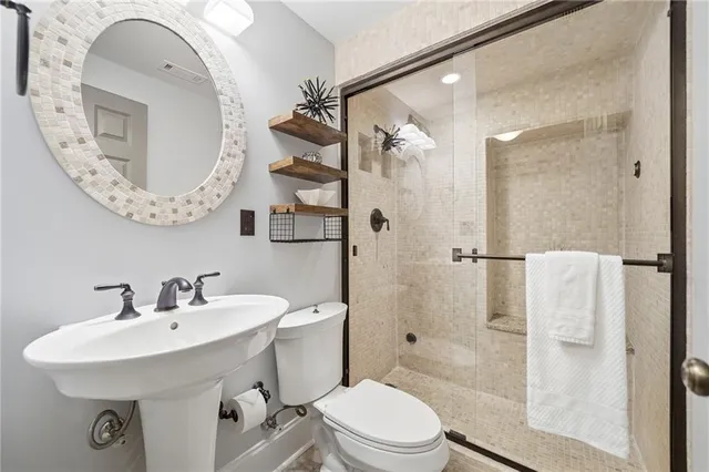 a view of a balcony with wooden floor