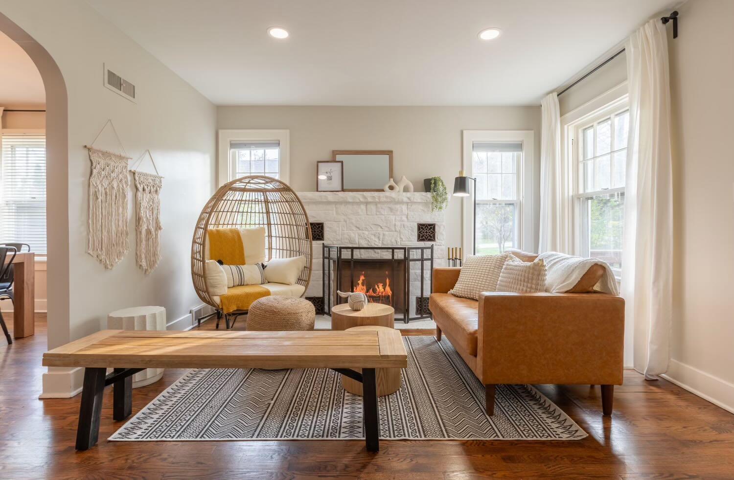 193 Williams Street Williams Bay, WI 53191 - Photo 3 of 29 virtually enhanced fire in fireplace